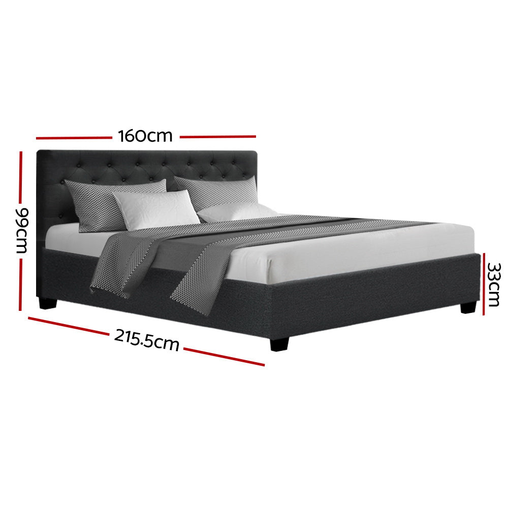 Dorilla Gas Lift Storage Queen Bed Frame in Charcoal - Modern Platform Bed with Hydraulic Storage for Small Spaces & Apartments
