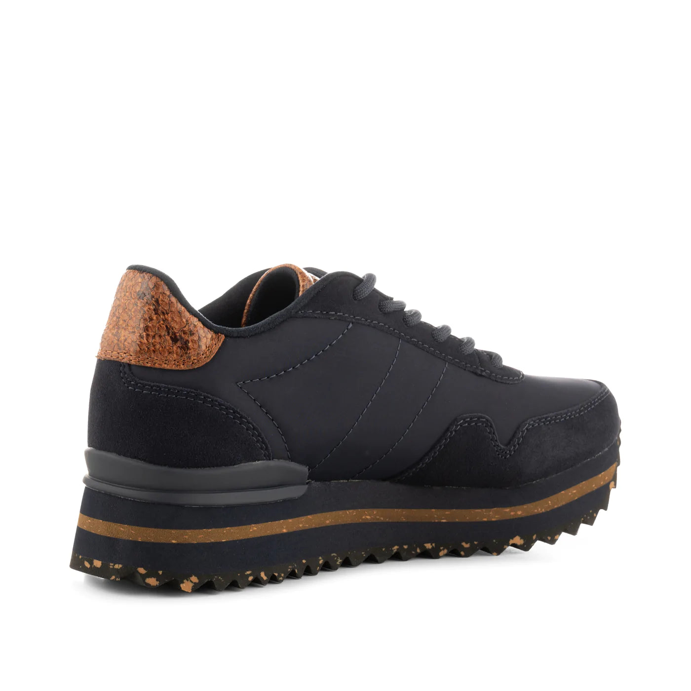 Nora III Leather Platform Sandals for Women - Dark Navy Blue Comfortable High Heel Shoes for Casual Outings & Summer Parties