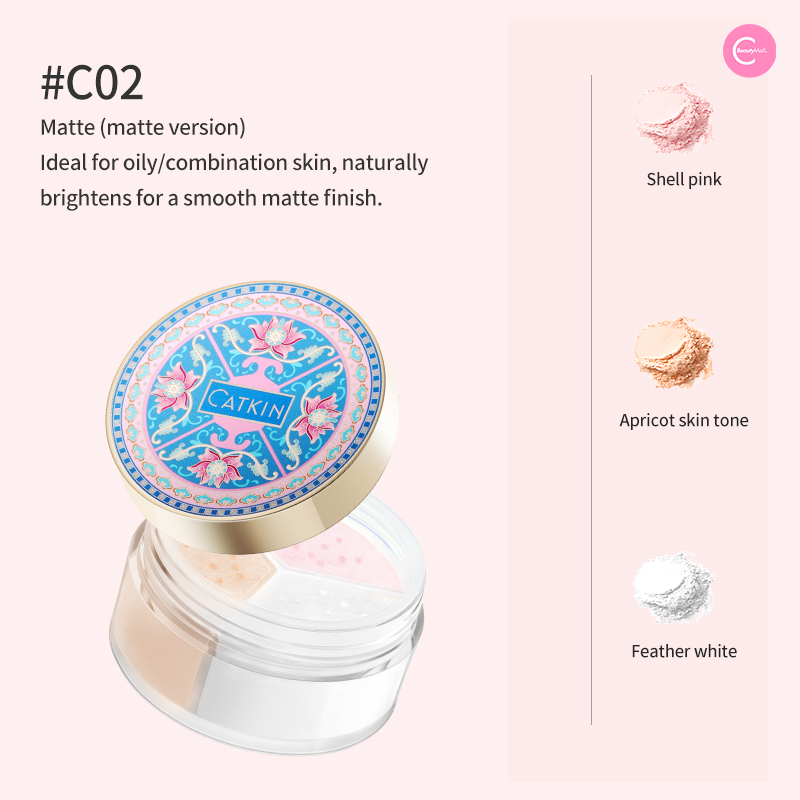 CATKIN Three Color Hibiscus Loose Powder - Long Lasting Oil Control & Pore Minimizing Face Makeup | Perfect for Daily Wear & Special Occasions