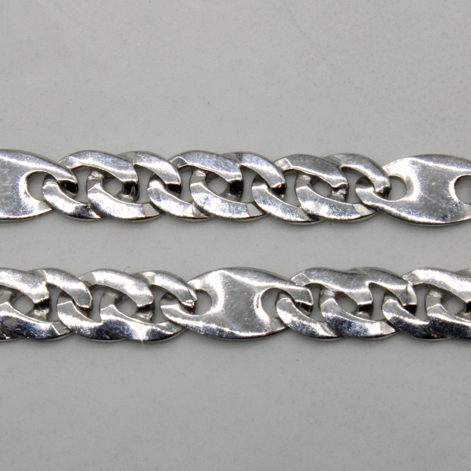10K White Gold Modified Curb Chain Necklace - 22 Inch Classic Unisex Jewelry for Everyday Wear, Gifts & Special Occasions