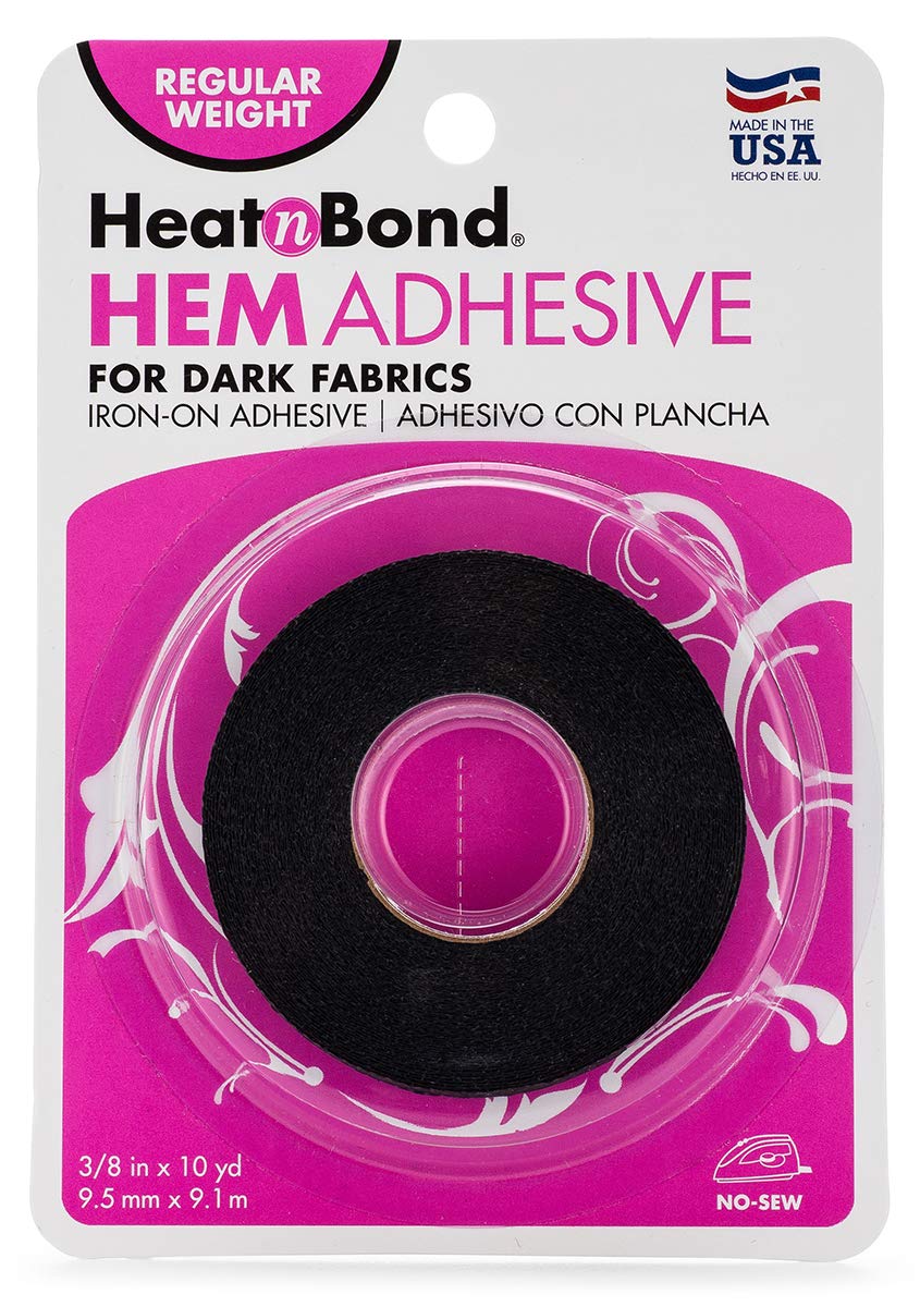 HeatnBond Hem Iron-On Adhesive - Regular Weight Black Fabric Glue for DIY Sewing & Clothing Repairs | Perfect for Hemming Pants, Skirts & DIY Craft Projects