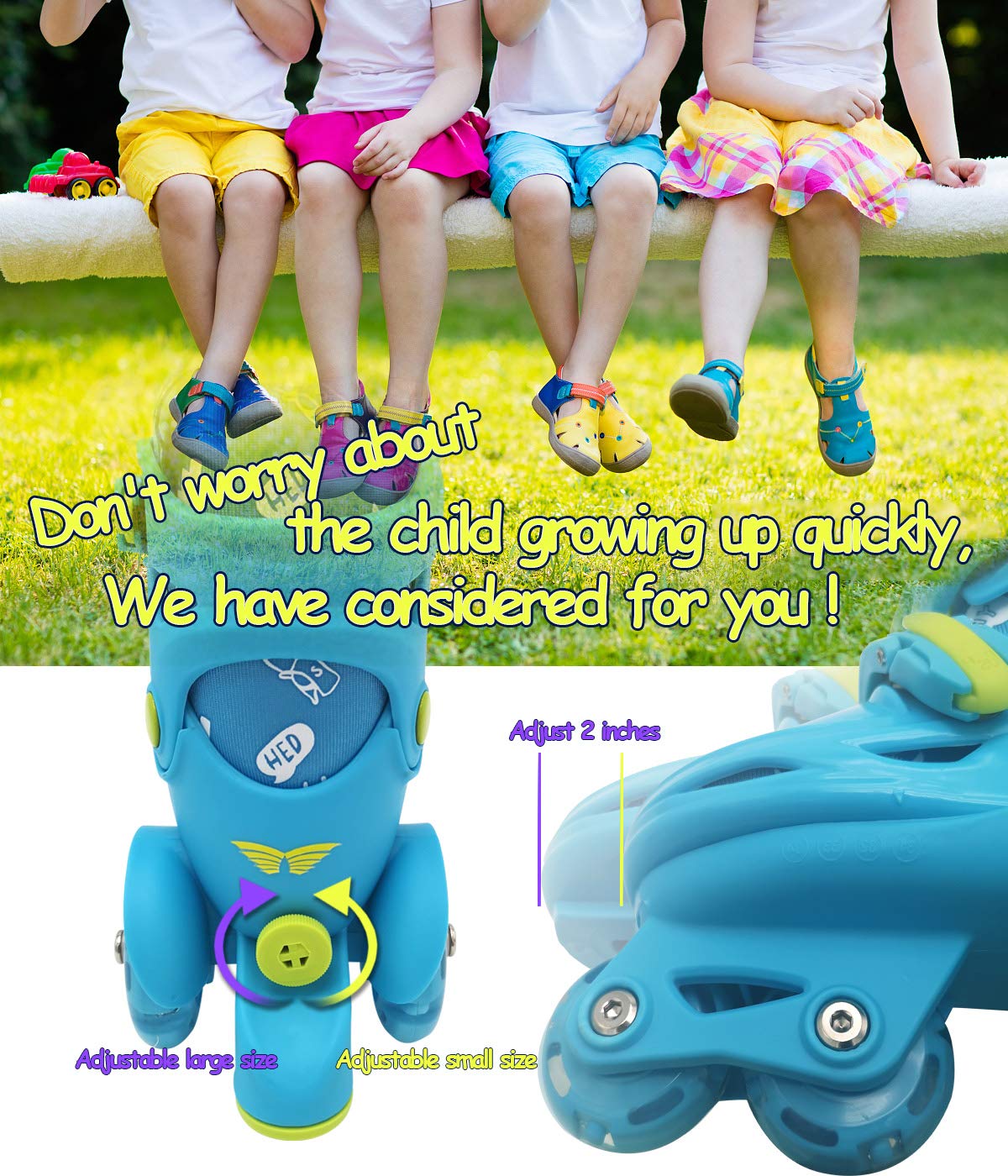 Adjustable Light Up Roller Skates for Kids - Boys & Girls Inline Skates with LED Wheels (Ages 3-9) - Perfect for Birthday Gifts, Outdoor Play & Roller Rink Fun