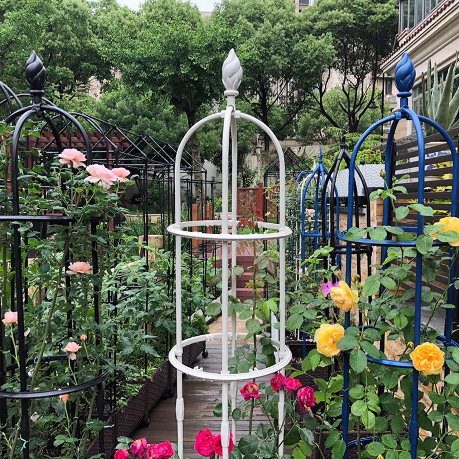 Heavy Duty Metal Garden Obelisk Plant Support - 180cm White Tubular Climbing Plant Cage for Roses, Vegetables & Vines | Sturdy Outdoor Garden Trellis Structure for Climbing Plants, Decorative Garden Accent | Perfect for Backyard, Patio & Vegetable Gardens