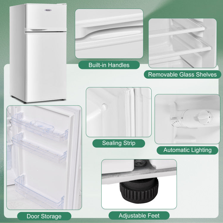 Costway Compact Refrigerator with 2 Doors, Adjustable Temperature Dual Zone, Low Noise, Perfect for Dorm, Office, Bedroom & Small Spaces