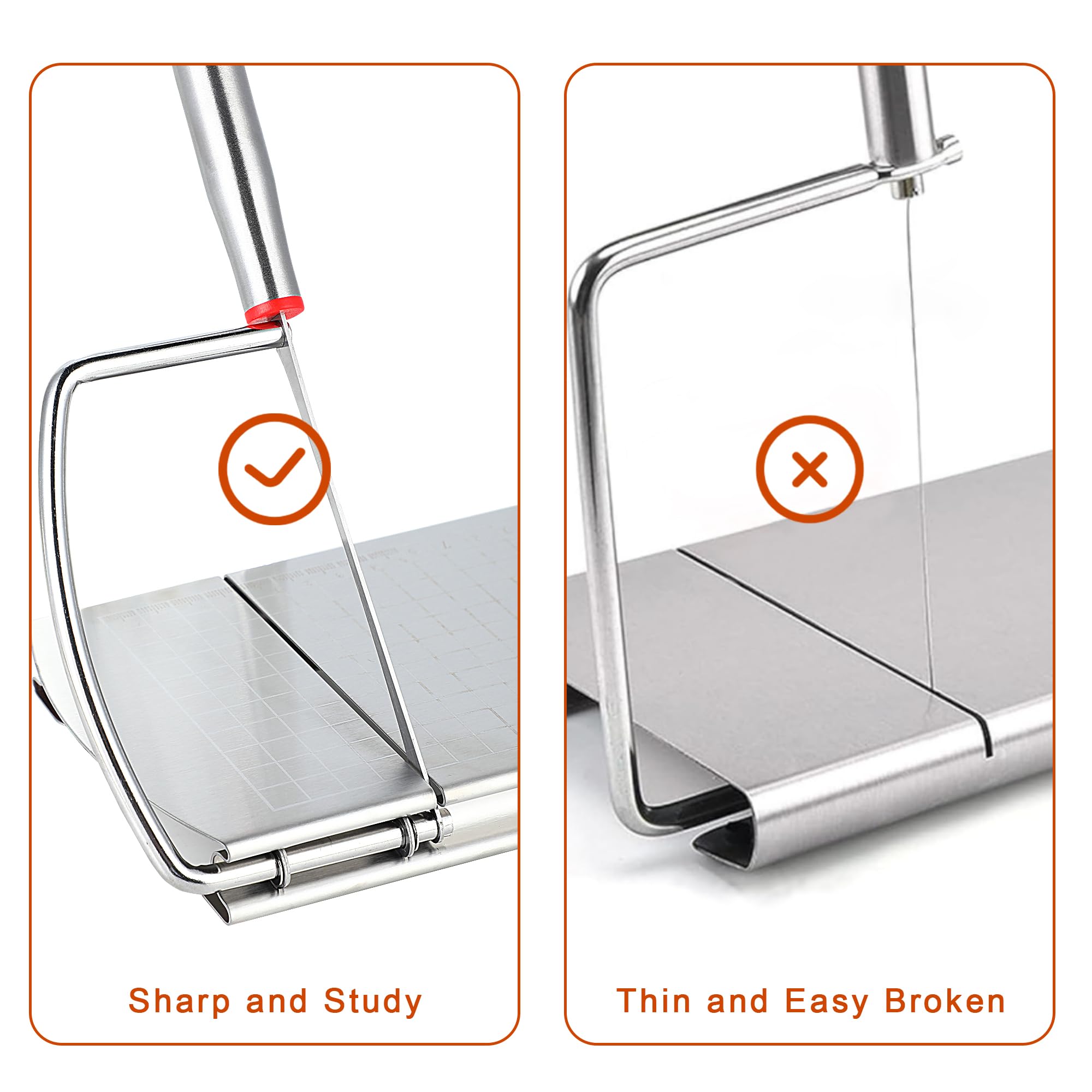 Premium Stainless Steel Cheese Slicer & Cutter - Multi-Purpose Kitchen Tool for Block Cheese, Butter, Sausages, Fruits - Perfect for Charcuterie Boards, Party Platters & Home Cooking Accessories
