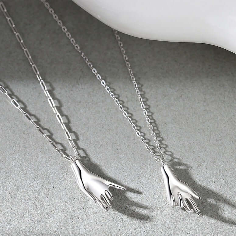 Hold My Hand Promise Matching Chain Necklace - Couple Gift for Anniversary, Valentine's Day & Romantic Occasions | N0362