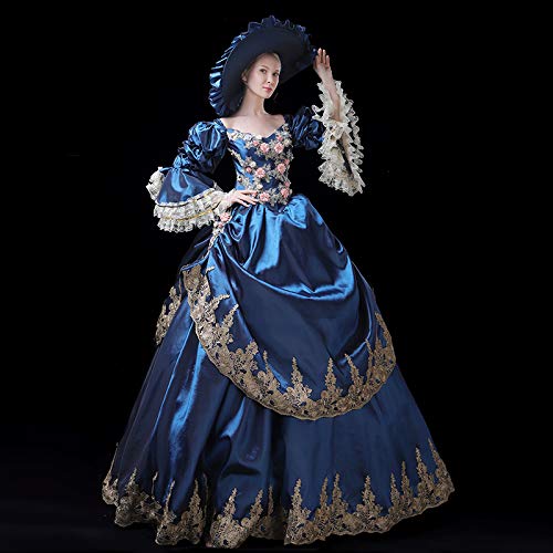 Victorian Renaissance Queen Dress for Women - Elegant Long Rococo Masquerade Gown for Cosplay, Halloween, and Themed Parties | Perfect for Historical Reenactments, Costume Balls, and Renaissance Fairs