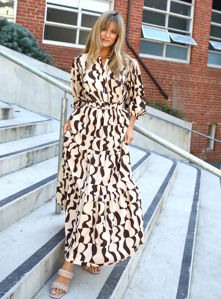 Zara Women's Chocolate Print Dress - Elegant Flowy Midi Dress for Casual Wear, Office & Party Outfits | Perfect for Summer, Date Nights & Special Occasions