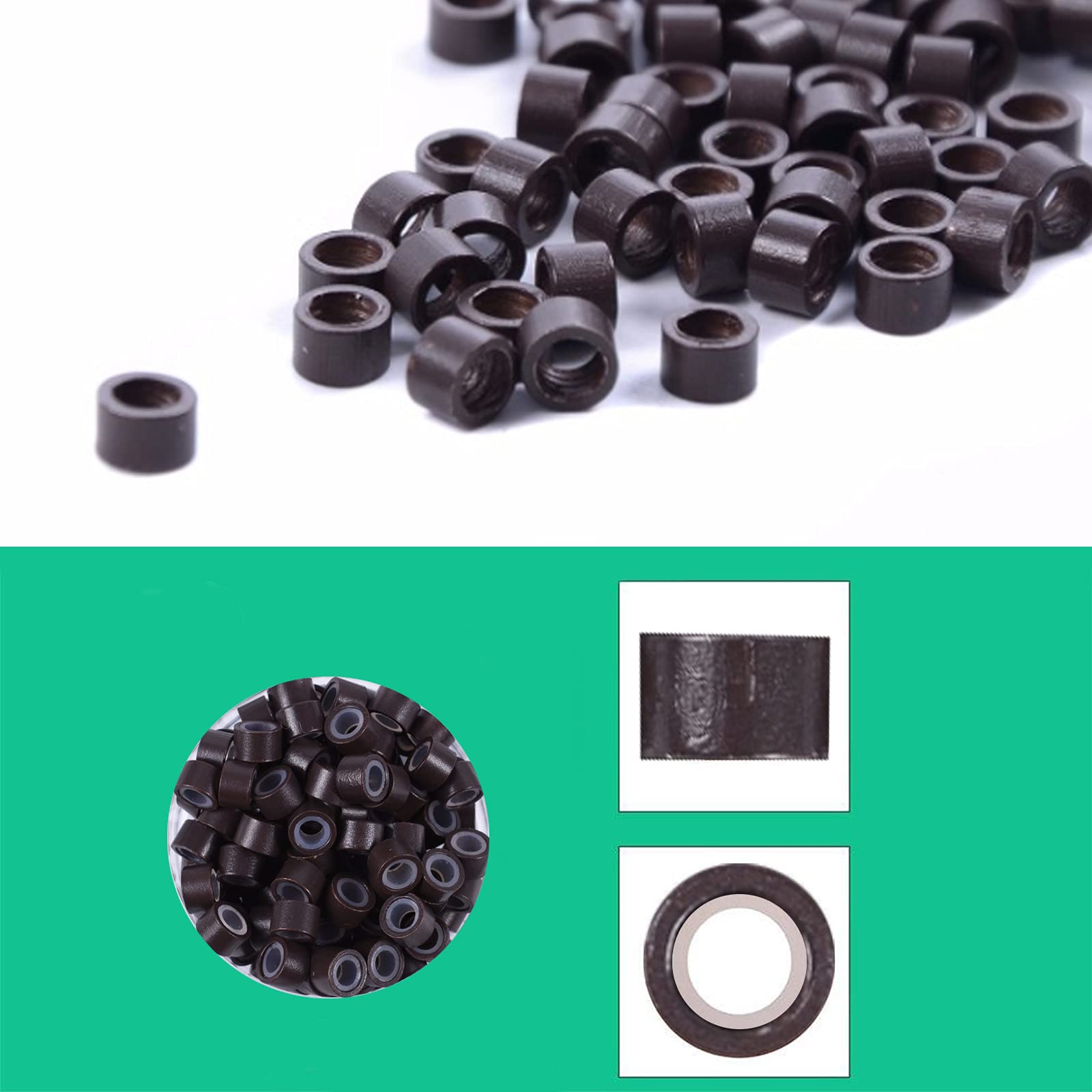 Professional Hair Extension Tool Kit - 500 PCS Micro Silicone Rings, Removal Pliers & Pulling Hook for Seamless Hair Styling | Dark Brown Hair Bead Device | Perfect for Salon Stylists & DIY Hair Extensions at Home