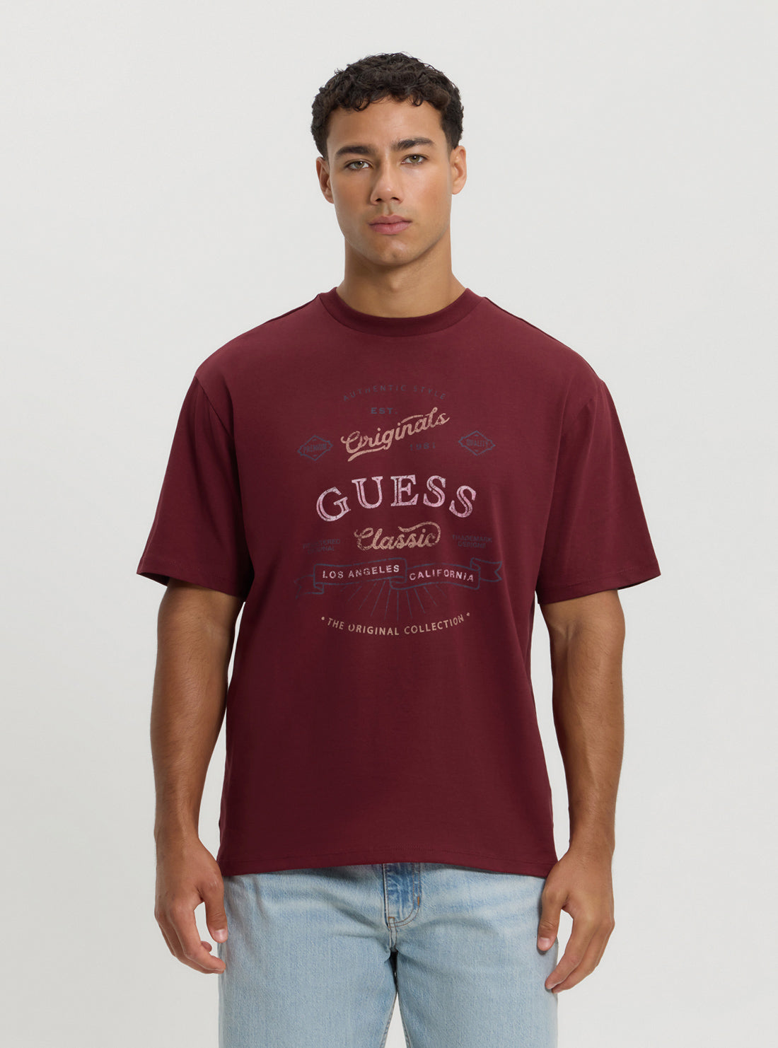 Guess Originals Red Script Logo T-Shirt for Men - Casual Cotton Tee for Everyday Wear, Street Style & Outfits