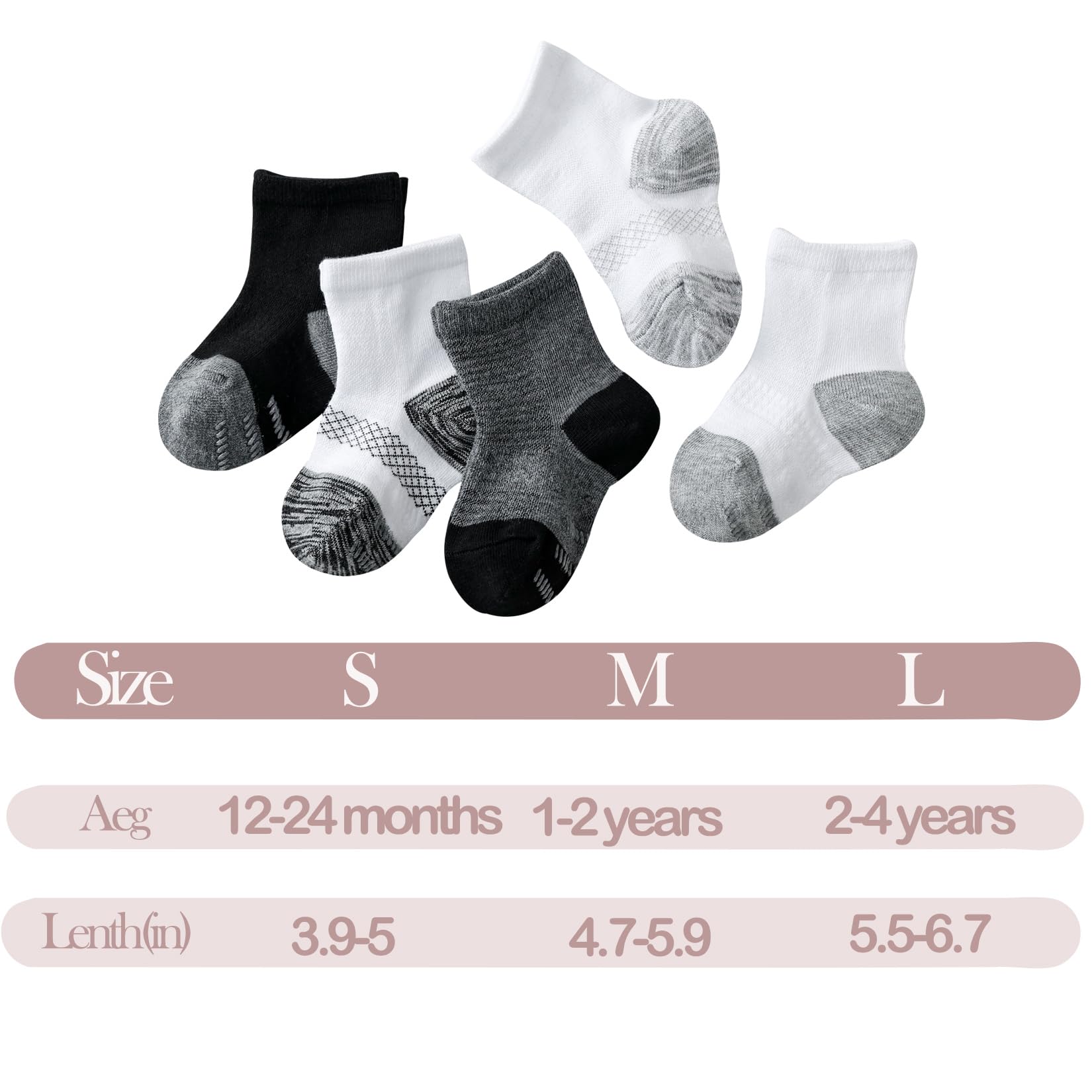 JORMATT Baby & Toddler Ankle Socks - 6 Pairs Soft Cotton Non-Slip Grips for Girls & Boys - Perfect for Crawling, Walking & Playtime