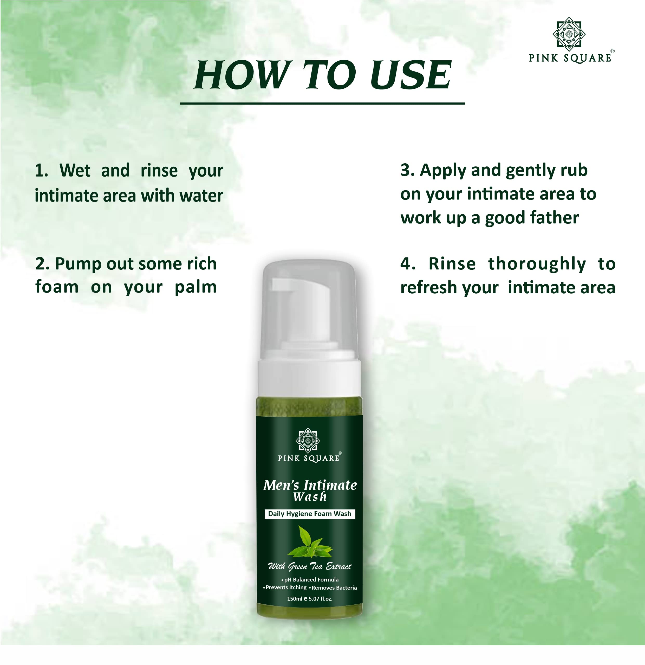 **Natural Men's Intimate Wash with Green Tea Extract – pH Balanced Daily Care for Better Hygiene | Antibacterial Body Wash for Sensitive Skin (150ml) | Ideal for Post-Workout & Travel Use**