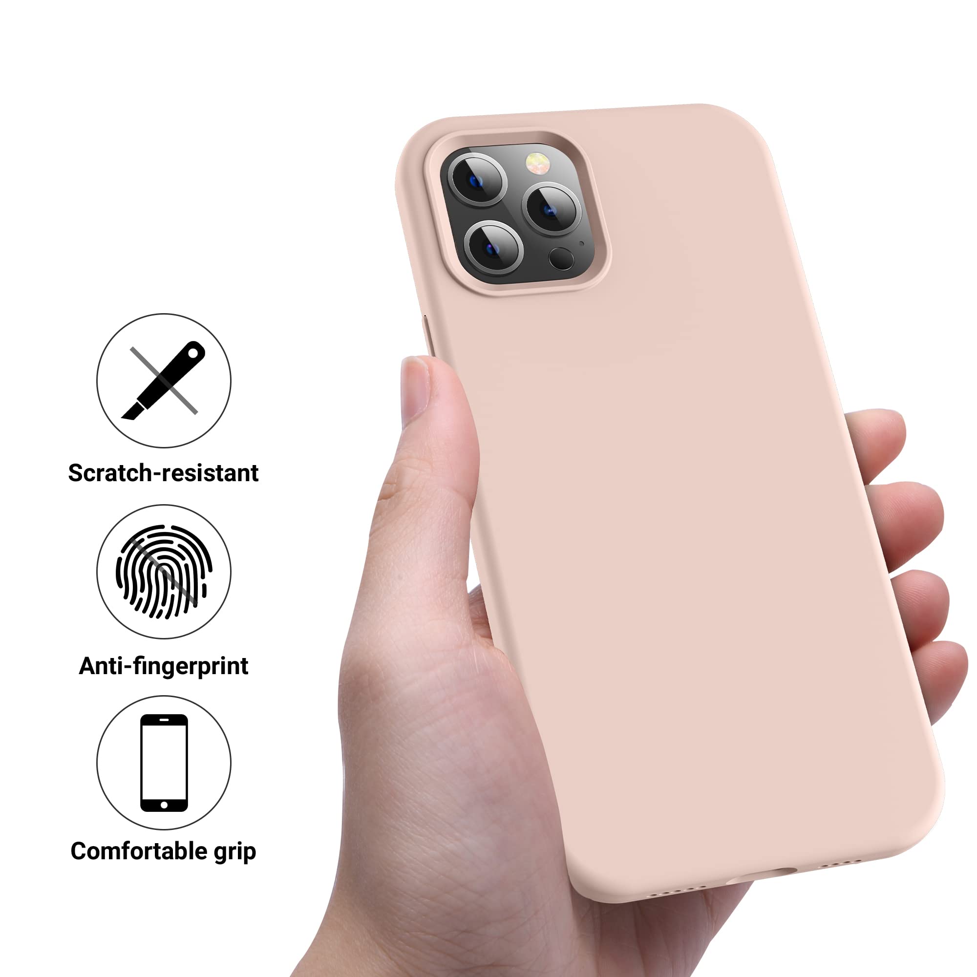 OTOFLY Premium Soft Liquid Silicone Case for iPhone 12 Pro Max 6.7 inch (2020) - Full Body Protection, Silky Smooth Touch, Shockproof Bumper Cover (Pink) | Perfect for Daily Use, Travel & Work Protection