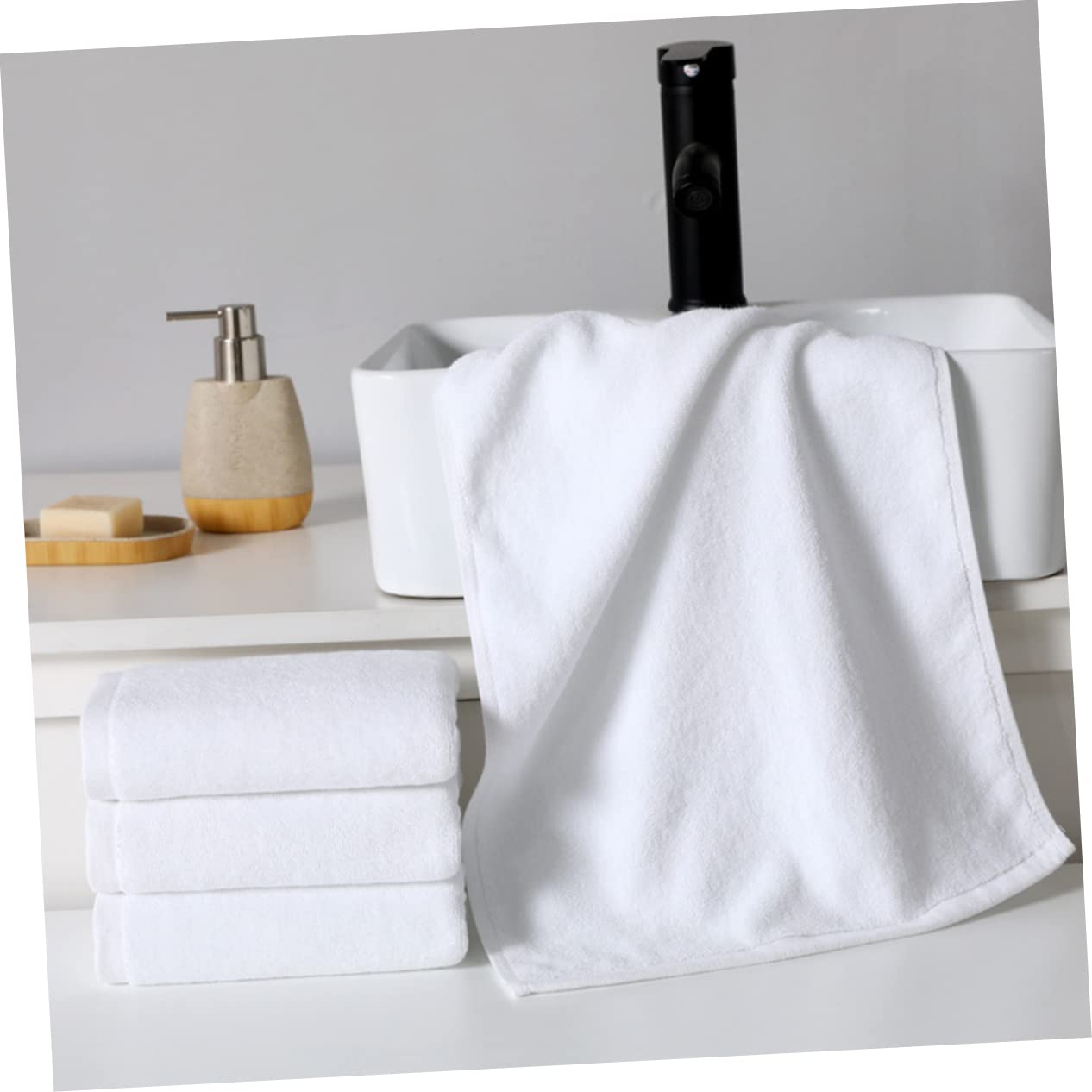 iPetboom 4-Pack Premium Cotton & Microfiber Bath Towels - Soft Facial Cleansing Towels, Thick Makeup Remover & Face Washing Towels (White) - Perfect for Spa, Hotel & Daily Skincare Routine