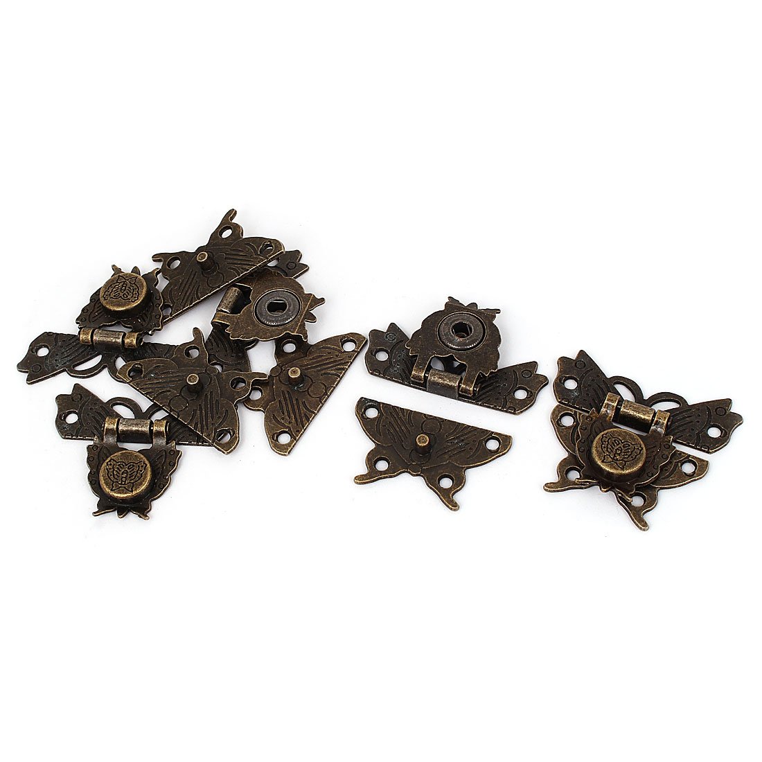 Antique Style Butterfly Shape Box Hasp Lock Latch - Bronze Tone (5pcs) - Perfect for Jewelry Boxes, Chests & Vintage Furniture Decoration