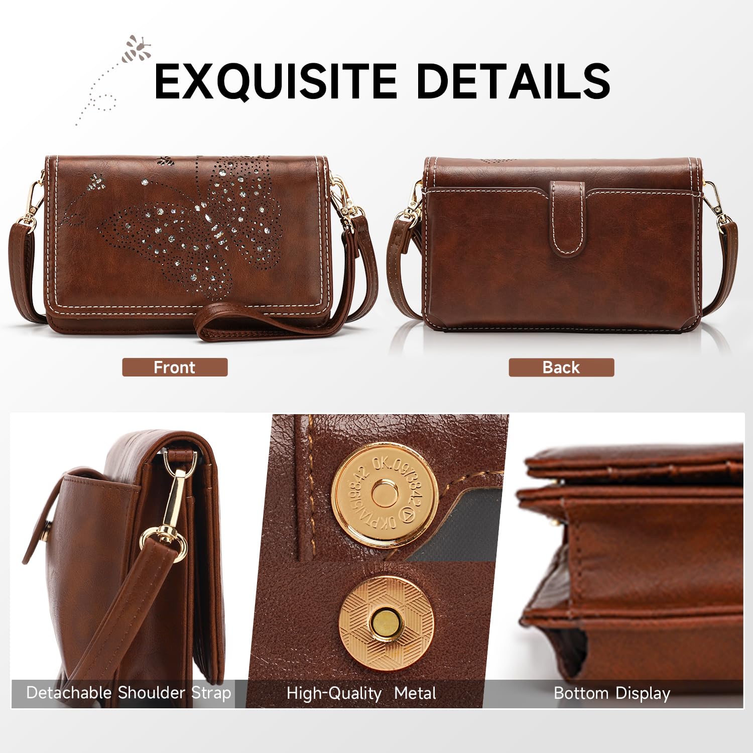 Women's Small Crossbody Bag with Phone Pocket & Credit Card Slots - Fashion Shoulder Purse Wallet for Daily Use, Travel & Shopping
