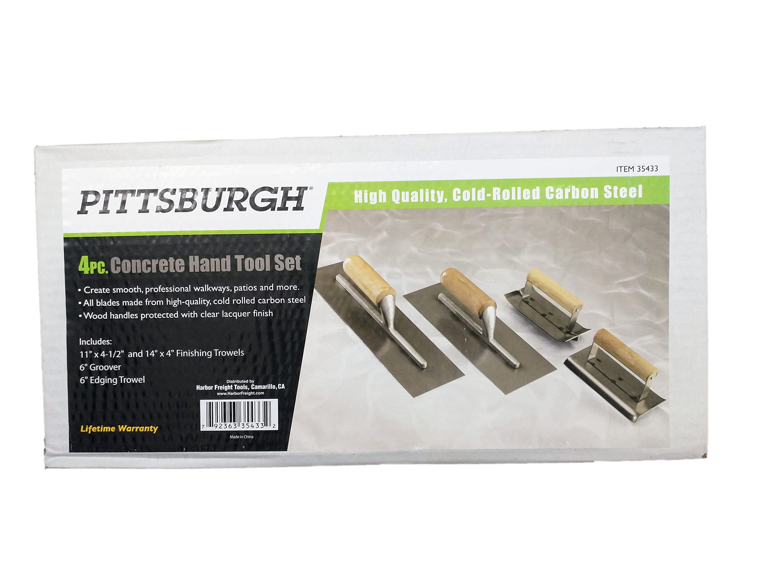 4 Piece Concrete Hand Tool Set - Trowel, Float, Edger & Groover for DIY Concrete Projects - Perfect for Patios, Walkways & Driveway Repairs