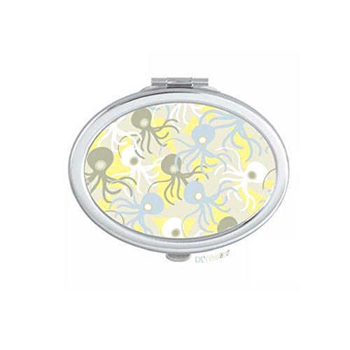 DIYthinker Cute Octopus Illustration Portable Folding Mirror - Double-Sided Handheld Makeup Mirror for Travel, Home, and Vanity Use