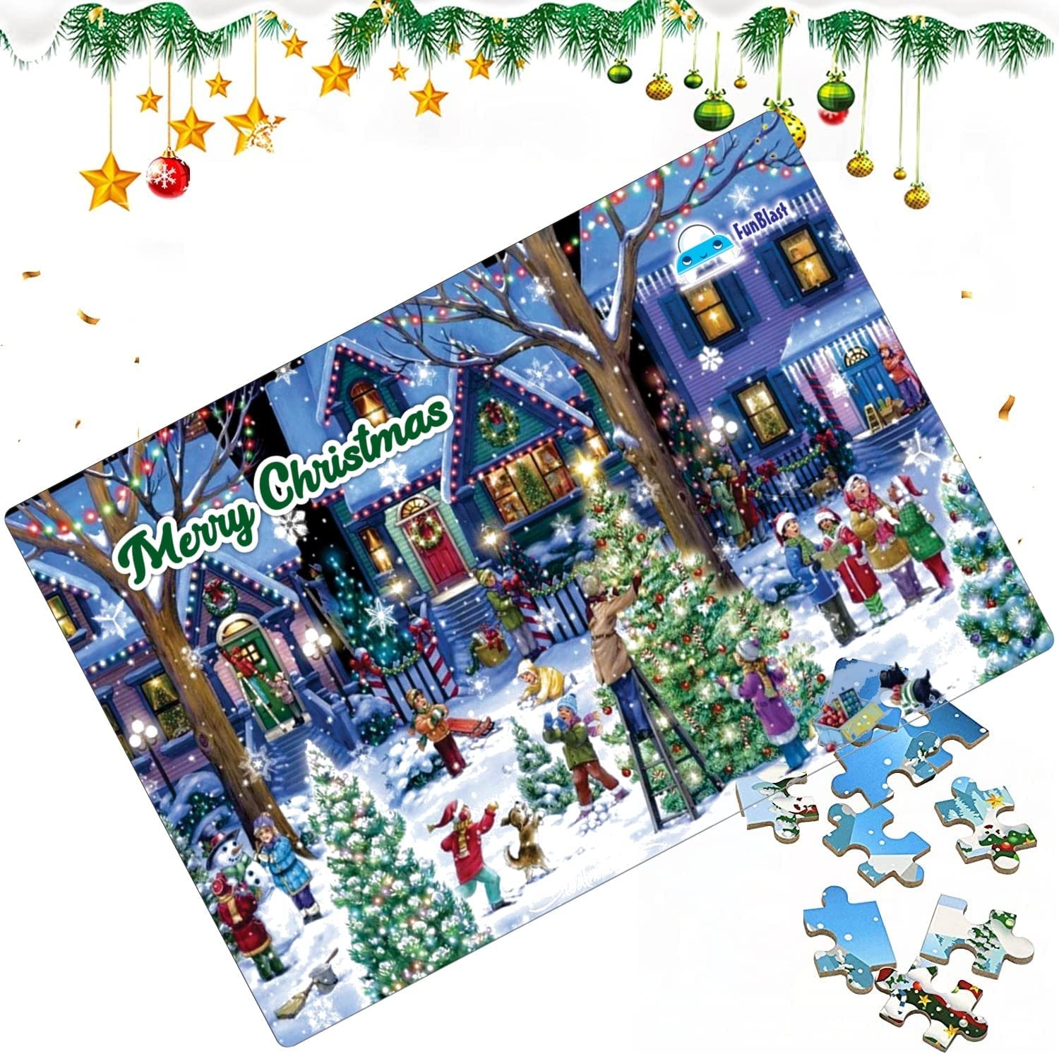 FunBlast Christmas Jigsaw Puzzle for Kids Ages 5+ | 30X22 cm Educational Toy | Holiday Family Game & Gift Idea for Boys Girls | Perfect for Christmas Parties, Indoor Activities & Brain Development