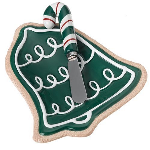 Fitz and Floyd Elegant Bell-Shaped Snack Plate with Spreader - Perfect for Afternoon Tea, Desserts, and Party Appetizers
