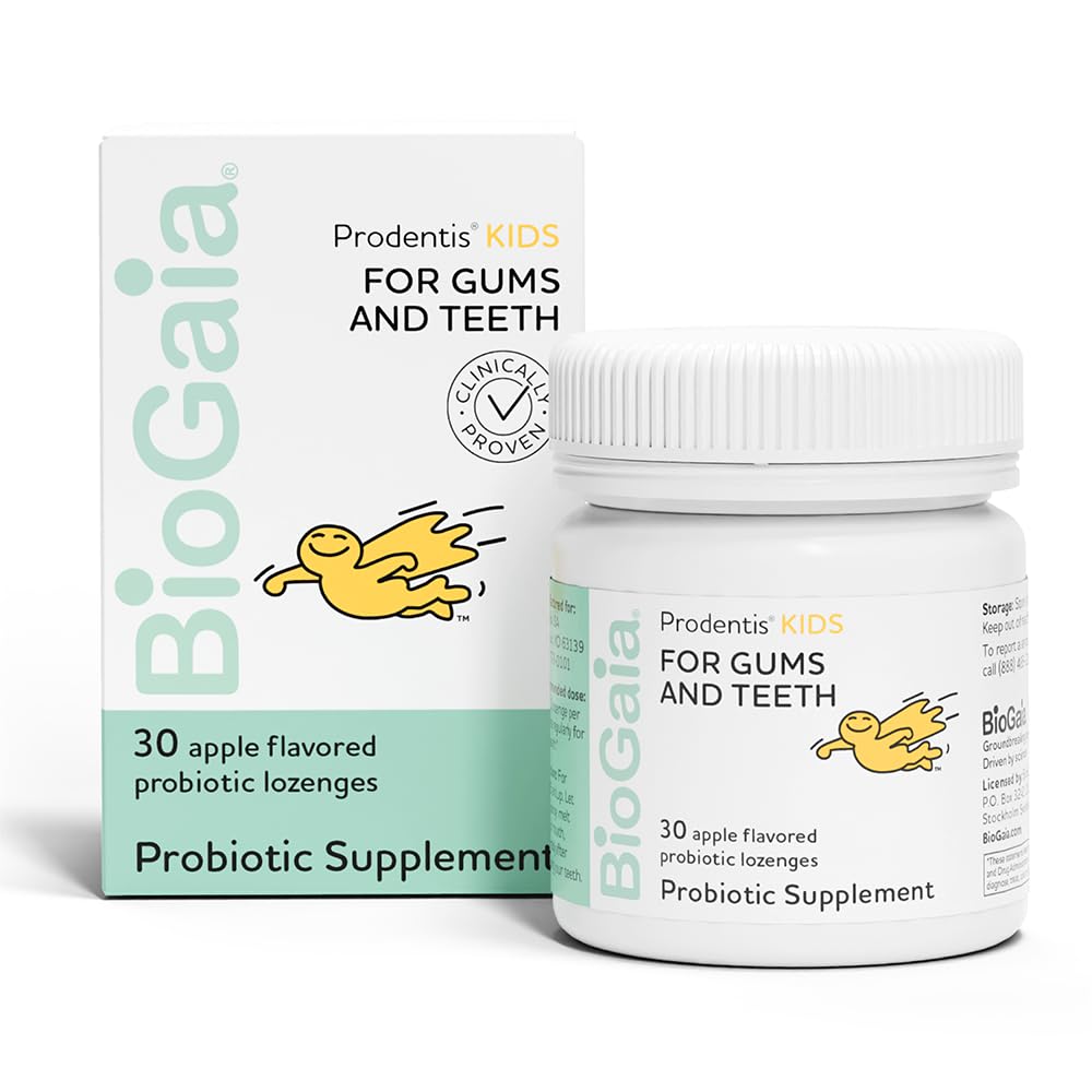 BioGaia Prodentis Kids Dental Probiotics - Apple-Flavored Lozenges for Teeth & Gum Health | Supports Oral & Gut Health | 30 Lozenges per Pack | Ideal for Children's Daily Oral Care Routine & Travel