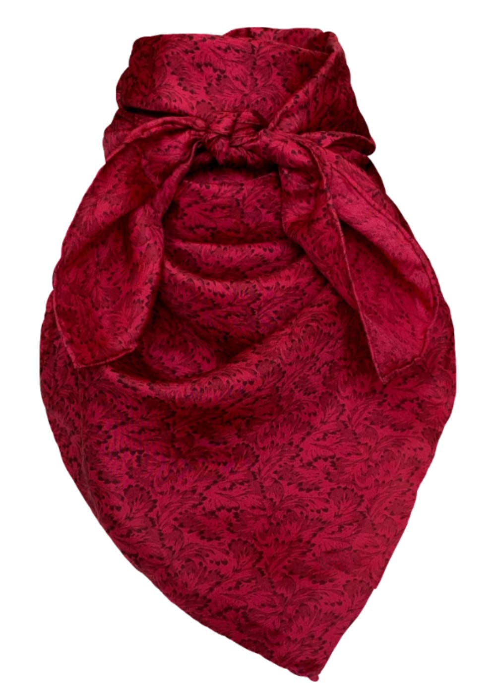 Premium Wild Rag Silk Scarf - Berry Red Calico Print - Lightweight & Breathable for Outdoor Adventures, Western Fashion, and Cowboy Accessories