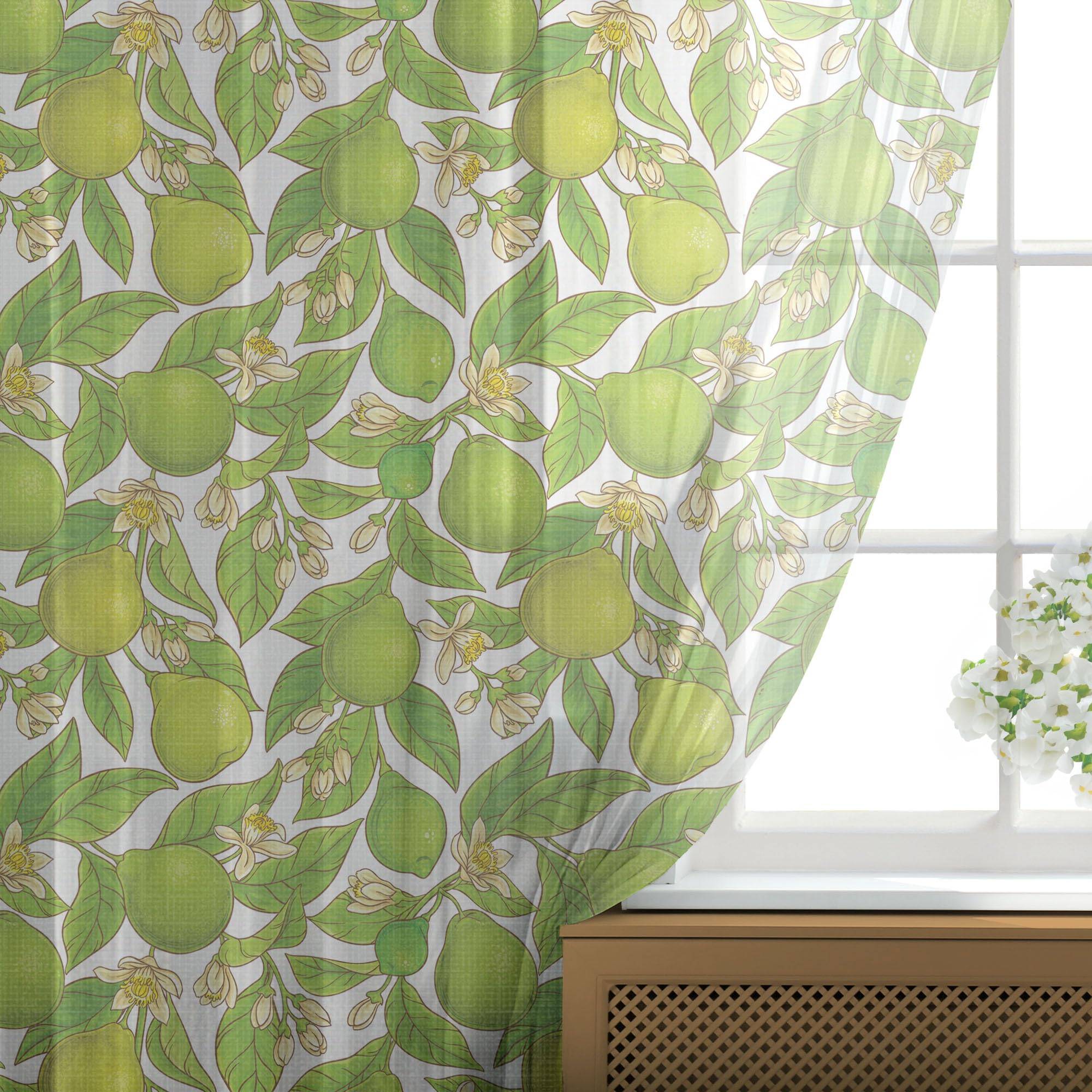 Ambesonne Lime Green & Cream Sheer Tulle Curtains - 108