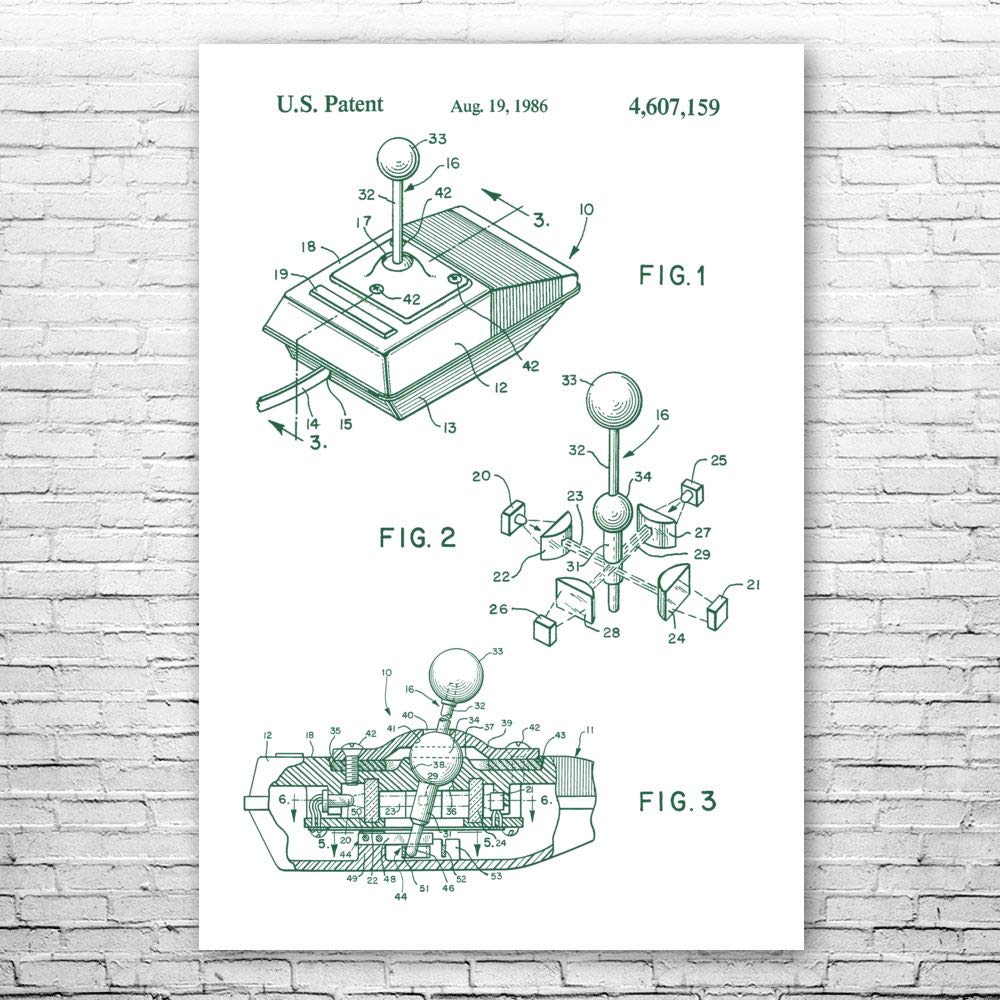 Vintage Atari Video Game Joystick Blueprint Poster - 12x18 Inch Retro Arcade Wall Art for Game Rooms, Collector Gifts & Man Cave Decor | Perfect for Gaming Enthusiasts & 80s Nostalgia Lovers