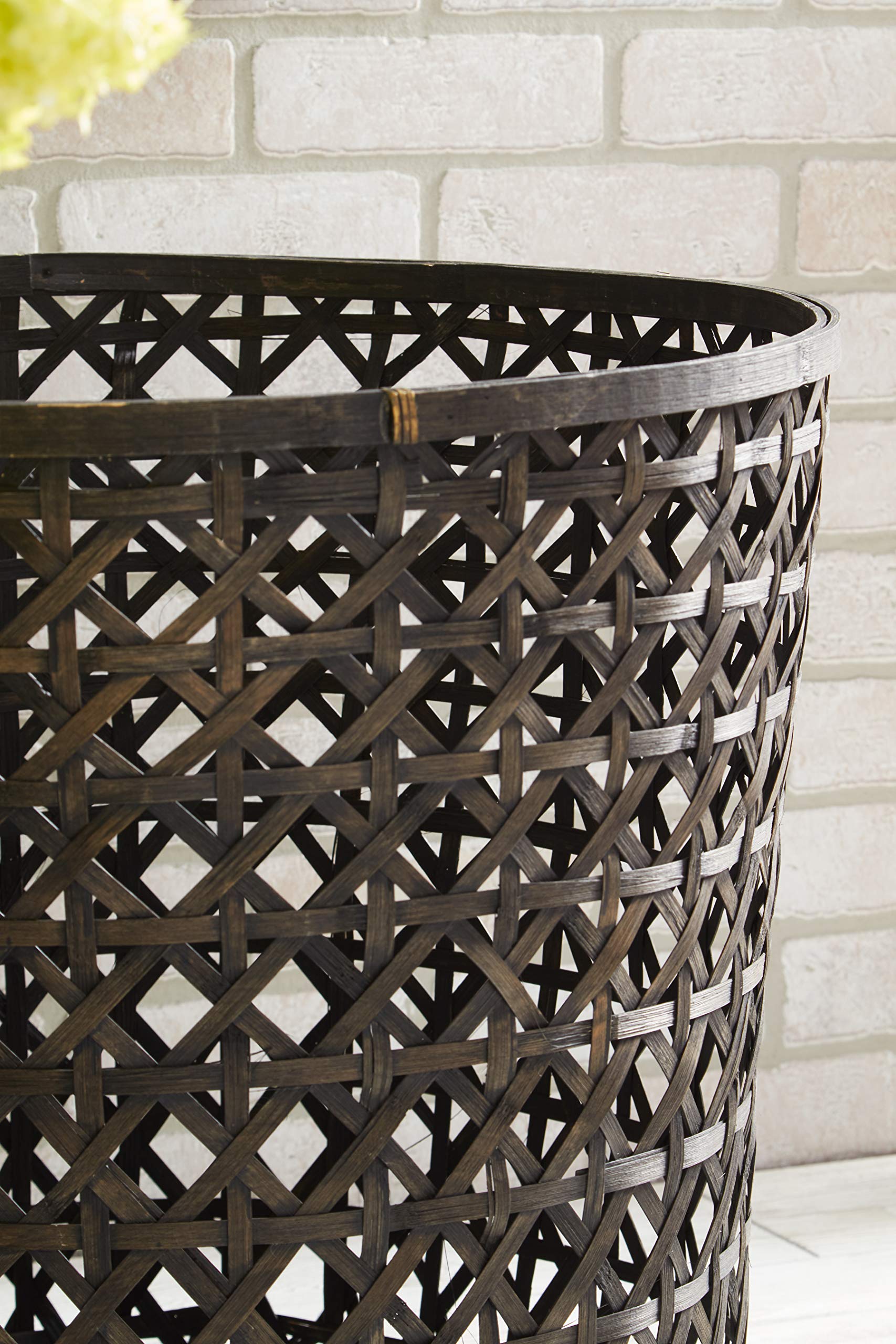 K&K Interiors Set of 3 Open Weave Bamboo Oval Nesting Baskets - Small Medium Large Sizes for Home Organization, Bathroom Storage & Farmhouse Decor