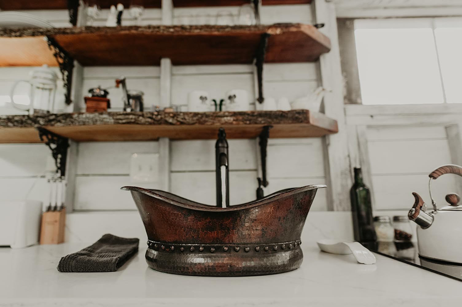 Premier Copper Products VBT20DB 20-Inch Hammered Copper Bathtub Vessel Sink in Oil Rubbed Bronze - Perfect for Luxury Bathrooms, Spa Retreats & Modern Farmhouse Decor