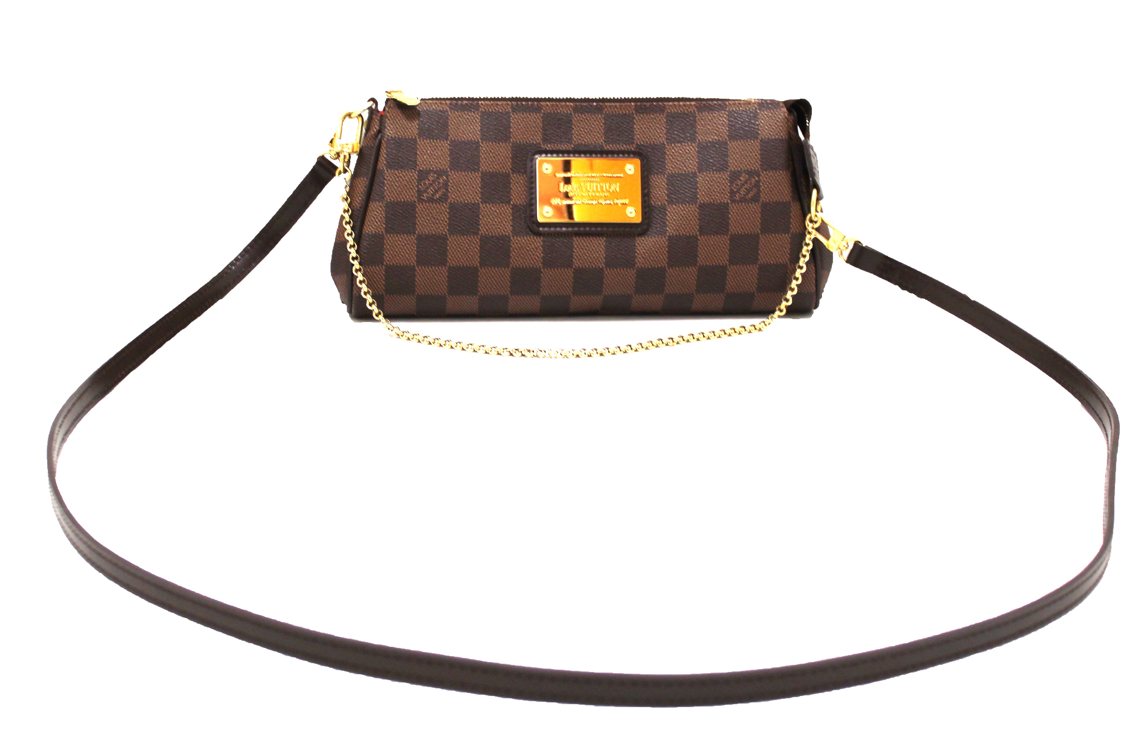 Authentic Louis Vuitton Damier Ebene Eva Clutch Bag - Luxury Crossbody Purse for Women, Perfect for Evening Parties, Date Nights & Special Occasions