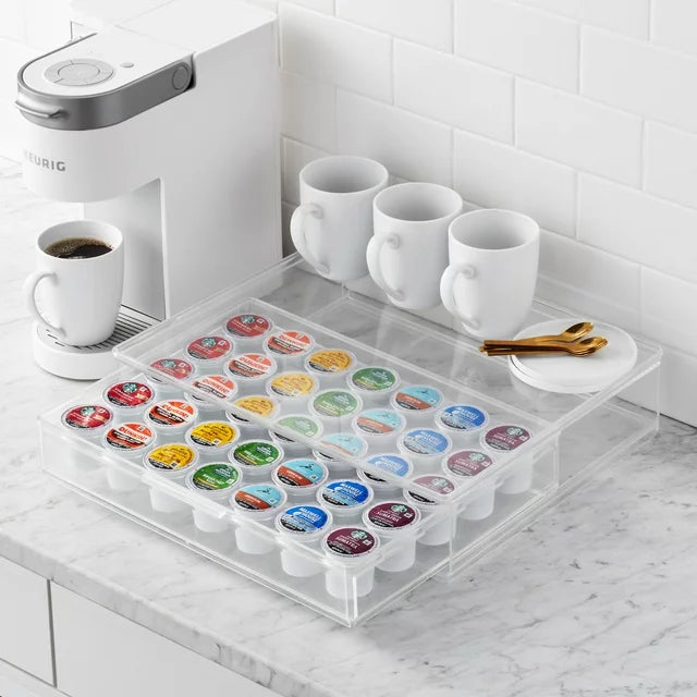 The Home Edit Coffee Pod Organizer - 24-Count Keurig K-Cup Holder & Storage Rack for Kitchen Countertop - Perfect for Organizing Coffee Capsules, Tea Pods, and Hot Cocoa Mixes (White) - Ideal for Coffee Lovers & Small Space Organization
