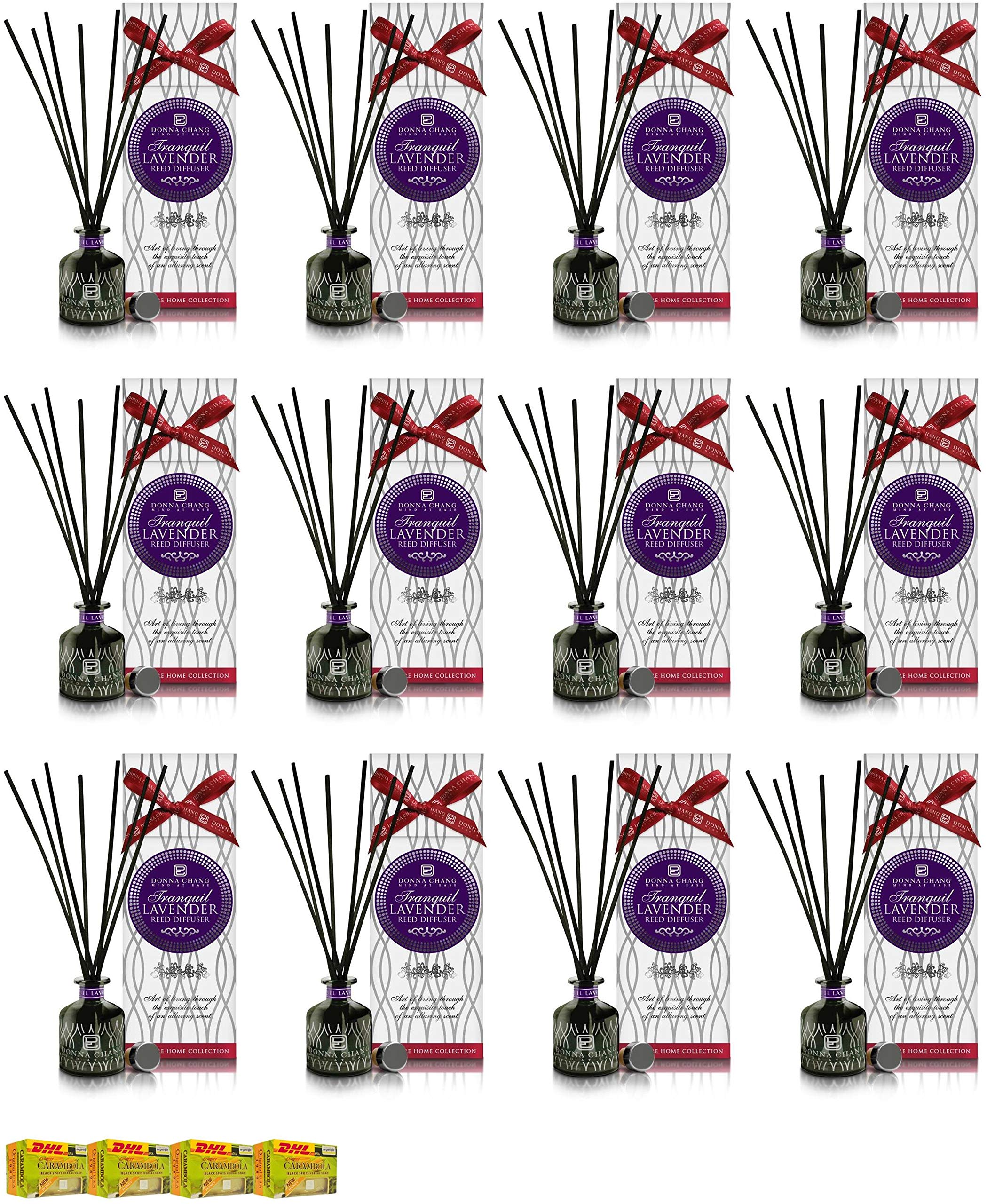 Donna Chang Healthy Nourish Essential Oil Diffuser Set - 12 Pack 50ml Lavender Reed Diffusers with Soft Fresh Fragrance | Aromatherapy for Home, Office, Spa & Yoga Studio Relaxation | Free Beauty Gifts Included