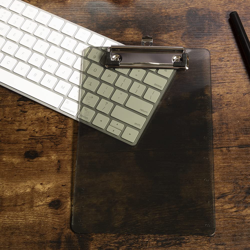JAM PAPER Small Plastic Memo Clipboards with Low Profile Metal Clip - Mini (6 x 9 Inches) - Smoke Grey - Pack of 12 - Perfect for Office, School, and Home Organization