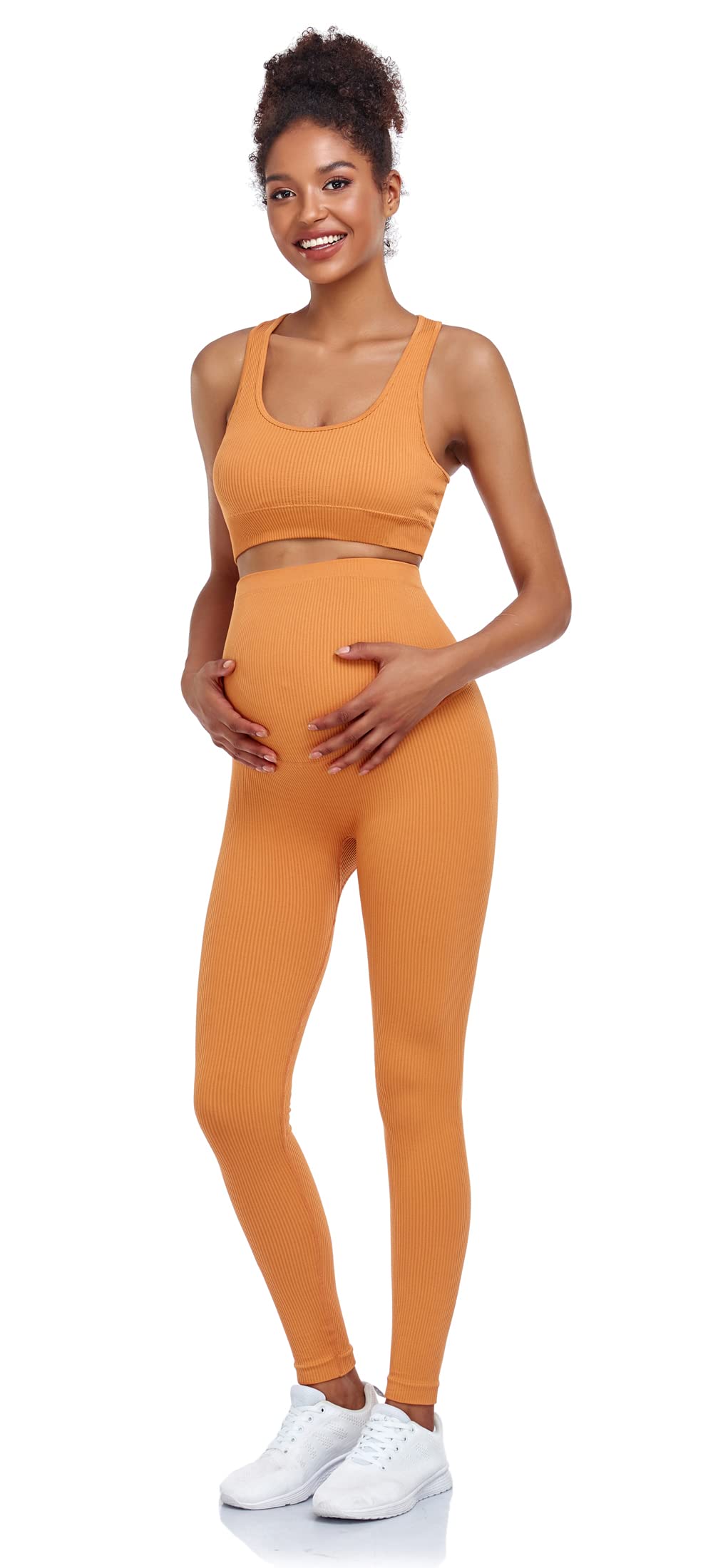 Pregnancy Maternity 2-Piece Outfit Set - Comfortable Nursing Bra & Yoga Shorts for Women - Soft Lounge Wear for Yoga, Workout & Relaxation at Home