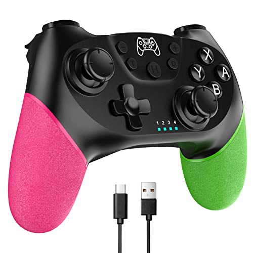 Sefitopher Wireless Pro Controller for Nintendo Switch & PC - Gyro, Turbo, Dual Vibration Gamepad (Pink-Green) | Perfect for Mario Kart, Zelda & Multiplayer Gaming