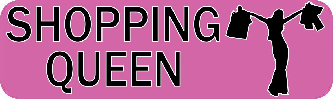 StickerTalk Shopping Queen Vinyl Sticker - 10x3 Inch Waterproof Decal for Laptops, Cars, Water Bottles | Perfect for Gift Wrapping, Scrapbooking & DIY Crafts