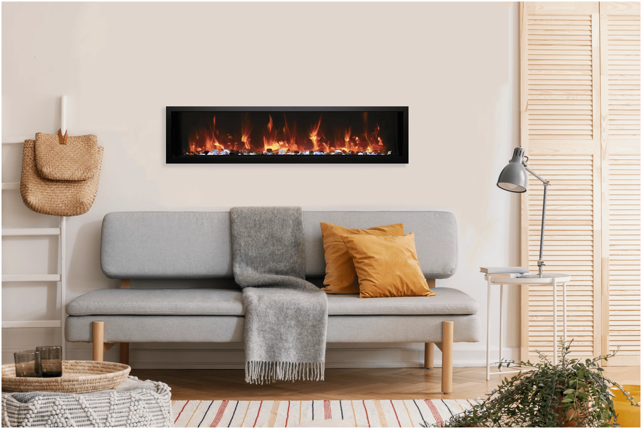 Amantii SYM SLIM 42 Inch Symmetry Smart Extra Slim Electric Fireplace - Modern Heating Solution for Living Room, Bedroom & Office Spaces