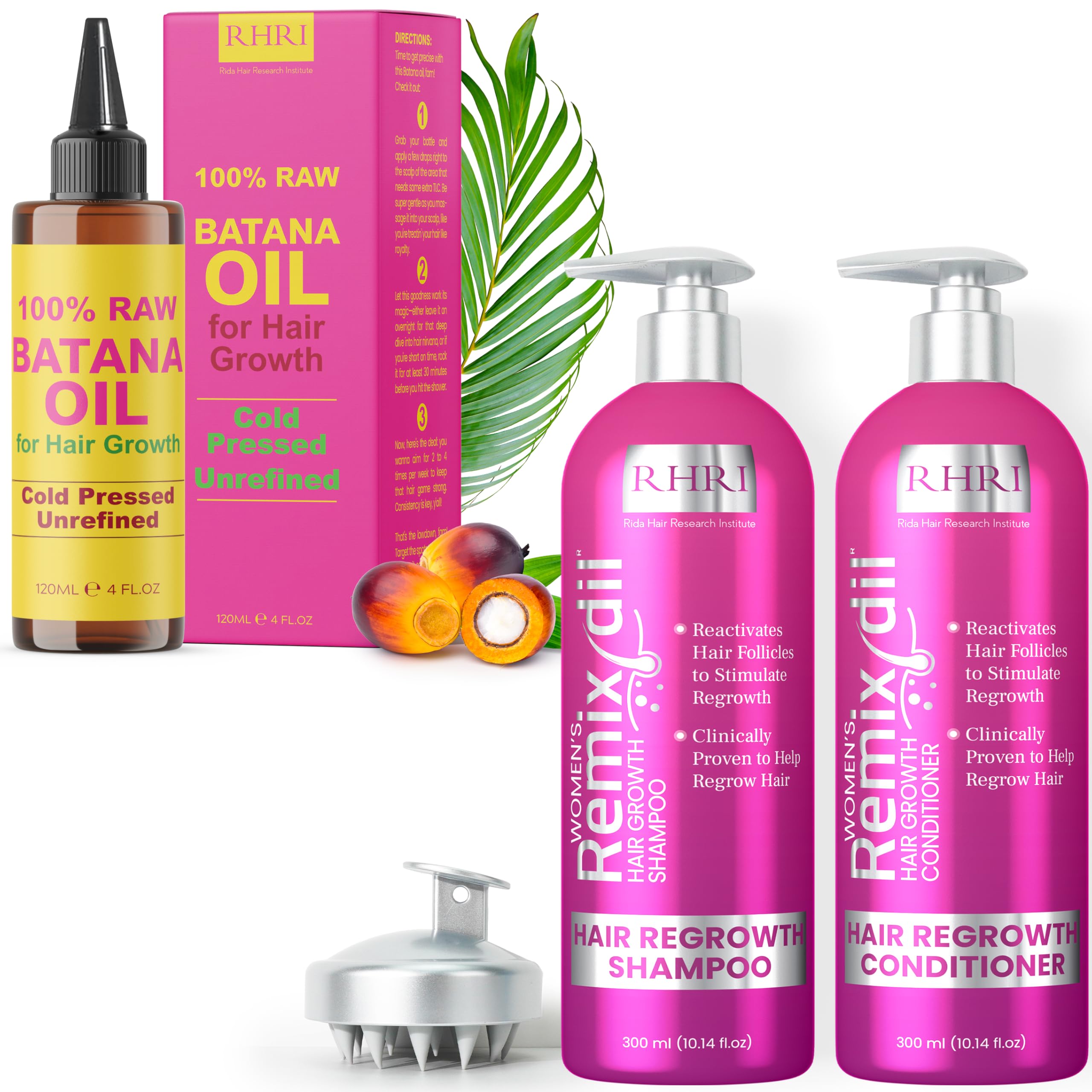 Batana Oil & Hair Growth Shampoo Conditioner Set for Women - Natural Hair Regrowth Treatment | Strengthening, Thickening Formula for Healthy Vibrant Hair | Perfect for Dry, Damaged Hair & Scalp Care