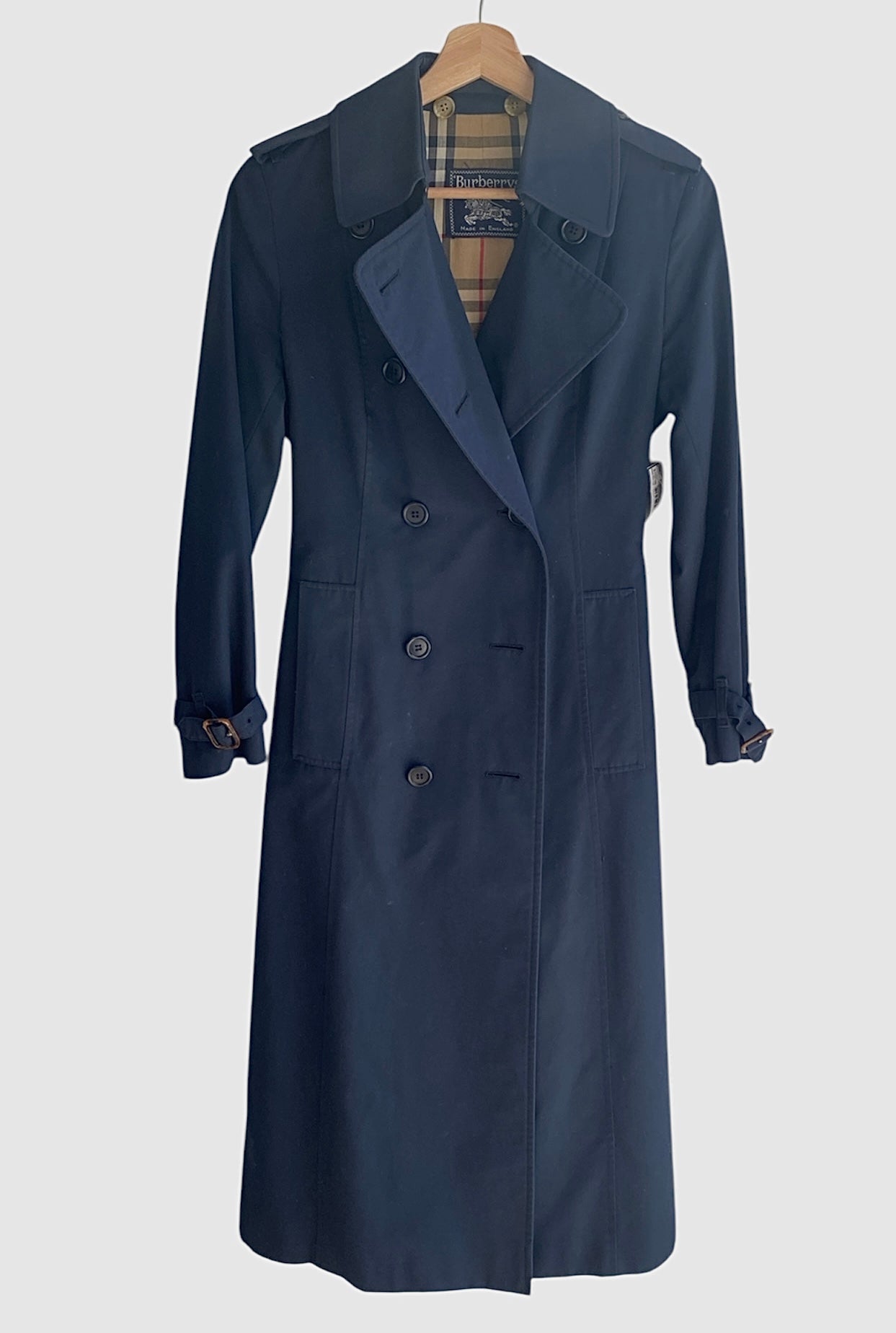 Vintage Burberry Navy Blue Trench Coat for Women - Classic Waterproof Outerwear for Fall & Winter Fashion | Perfect for Office, Travel & Formal Occasions