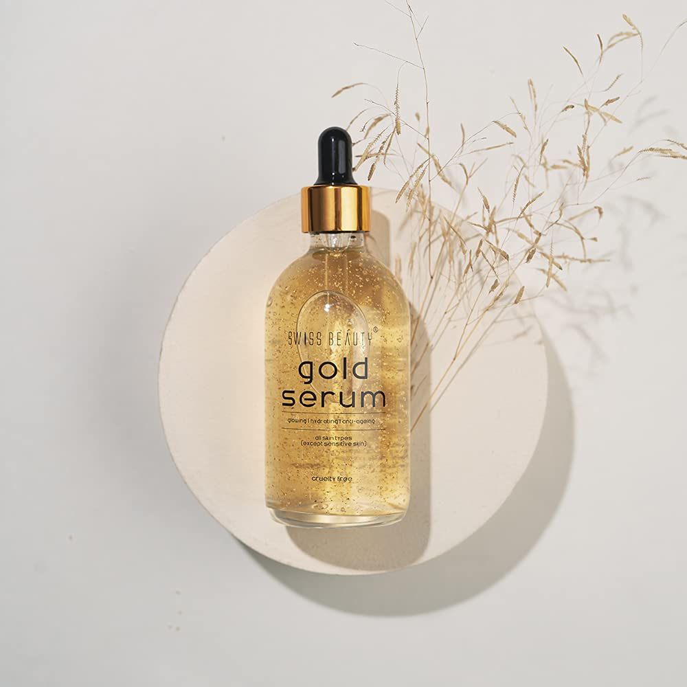 Swiss Beauty 24K Gold Facial Serum - 100ml Anti-Aging Face Treatment for Glowing Skin | Day & Night Moisturizer for Women & Men