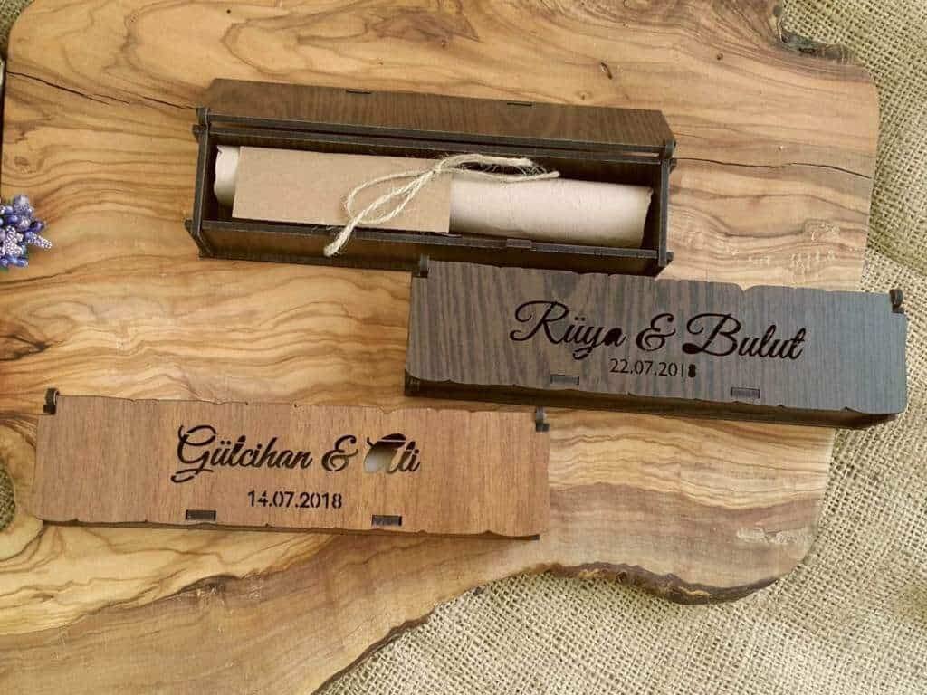 Custom Personalized Wedding Invitation Scroll with Wooden Box Set - Elegant & Unique (10 Sets) for Bridal Shower, Engagement, Anniversary & Special Events