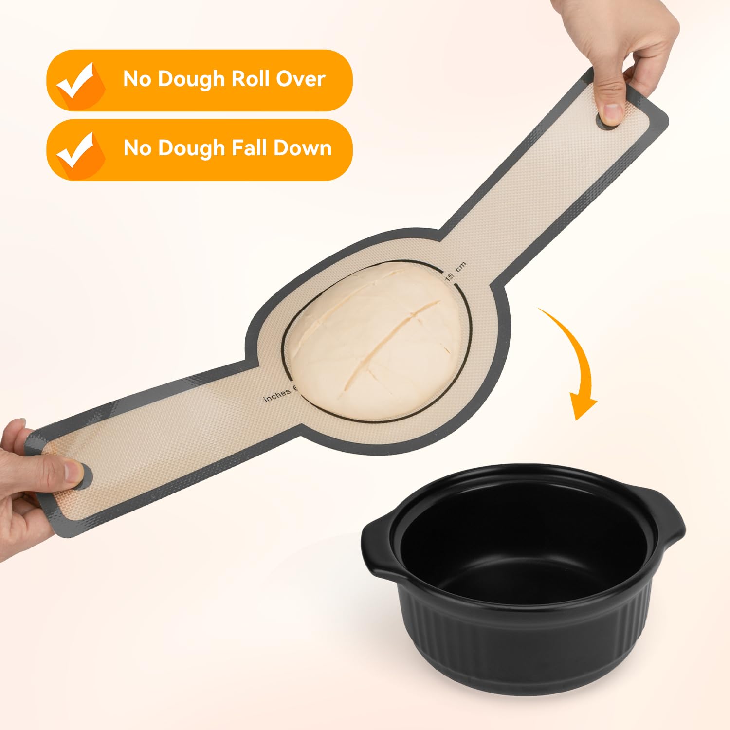 Platinum Silicone Bread Sling for Dutch Oven - Extra Thick Reusable Non-Stick Baking Mat with Long Handles for Easy Sourdough Bread Transfer | Perfect for Artisan Bread Baking, Home Kitchen & Professional Bakers