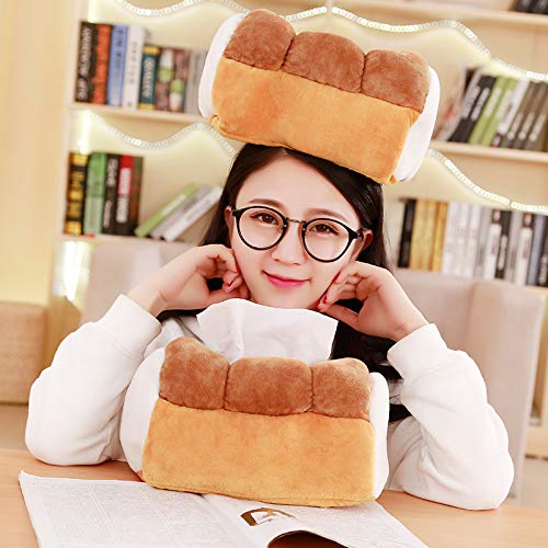 Soft Plush Tissue Box Cover - Funny Cute Yellow Toast Bread Design for Car, Home & Office | Decorative & Functional Tissue Holder for Living Room, Bedroom & Workspace