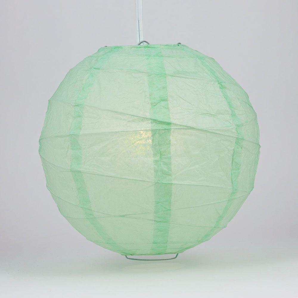 5 Pack 12 Inch Cool Mint Green Free Style Ribbing Hanging Paper Lanterns - Perfect for Wedding Decor, Party Lighting, and Home Decoration