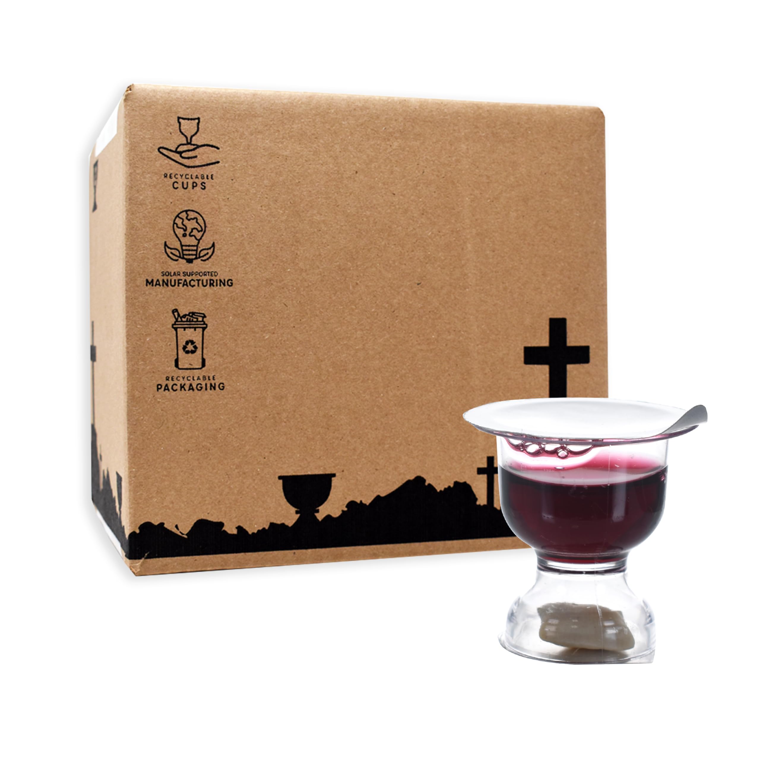 Gluten-Free Pre-Filled Disposable Communion Cups with Concord Grape Juice & Bread - Pack of 200 for Church Services, Home Worship & Religious Ceremonies - Free Shipping