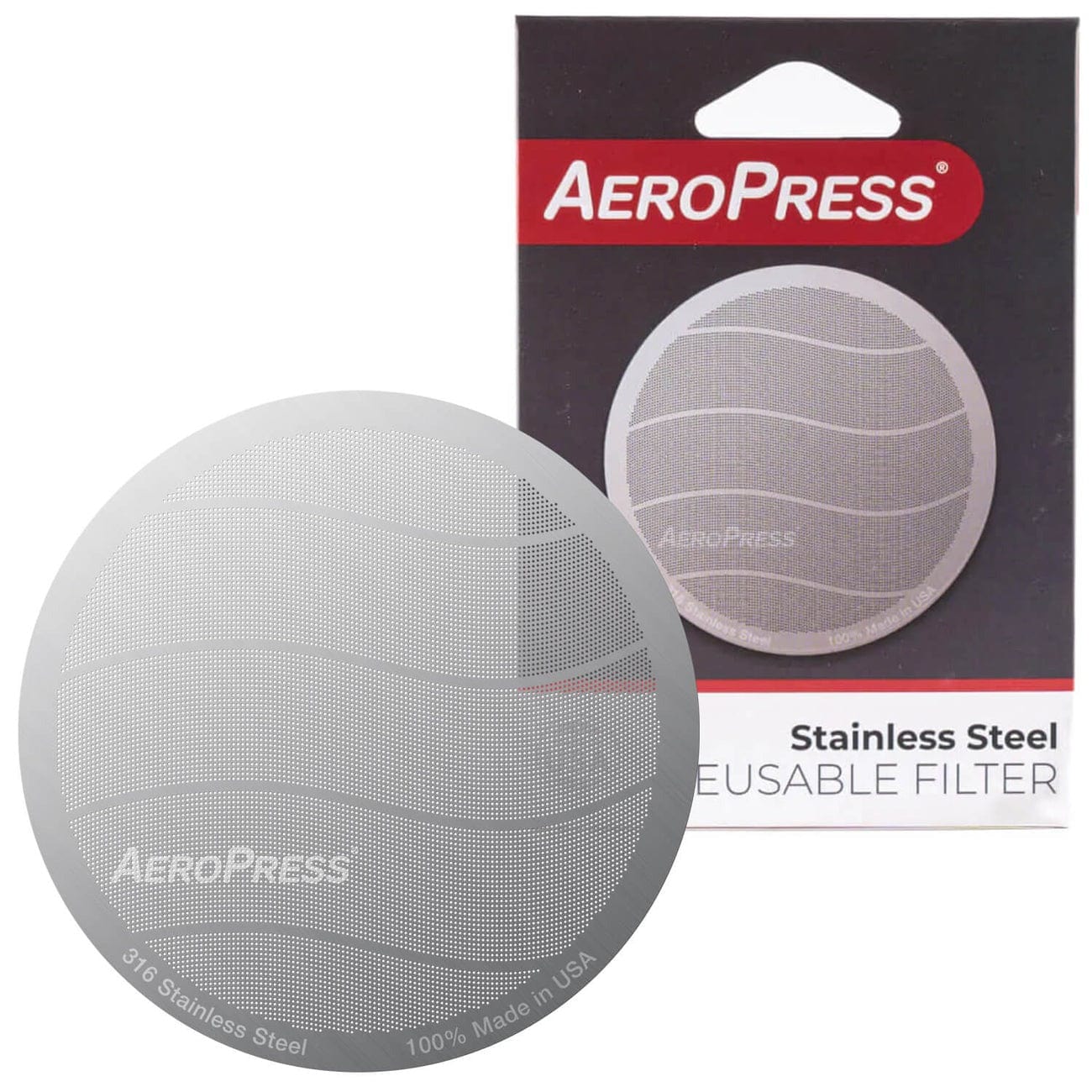 AeroPress Stainless Steel Reusable Coffee Filter - Durable & Fine Mesh for Rich Espresso & Cold Brew at Home, Camping & Travel