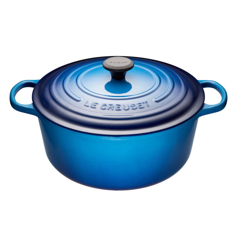 Le Creuset 6.7L Signature Round French Oven - Enameled Cast Iron Dutch Oven with Lid, Blueberry Color - Perfect for Braising, Baking, Soups & Stews