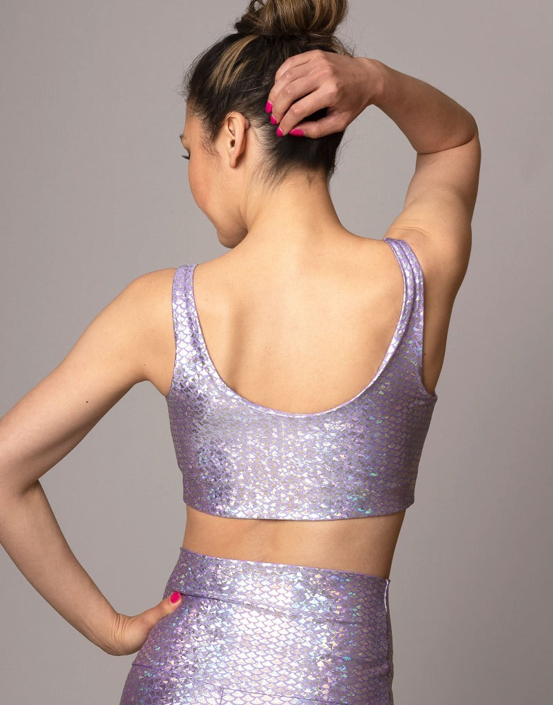 Lavender Mermaid V Neck Crop Top and Shorts Set - Sexy Summer Outfit for Beach, Pool Party & Vacation