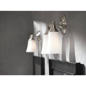 Moen YB8262ORB Rothbury 2-Light Oil Rubbed Bronze Bathroom Vanity Light Fixture with Frosted Glass - Dual Mount for Bathroom, Powder Room & Dressing Area